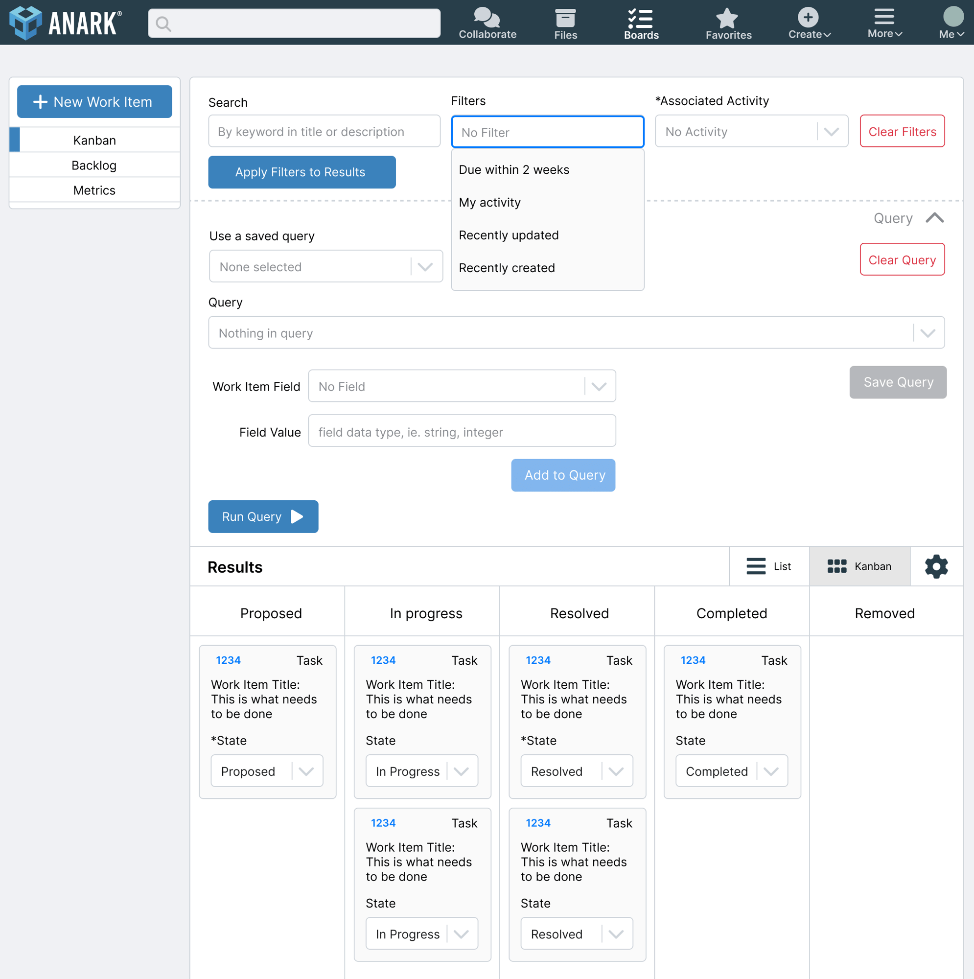 Work Management Kanban Reports